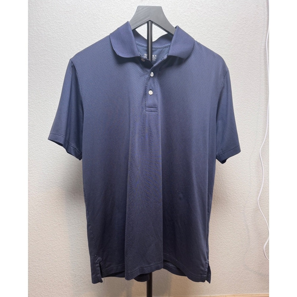 Brooks Brothers Mens Navy Blue Micro Dot Performance Golf‎ Polo Shirt Flawed Med